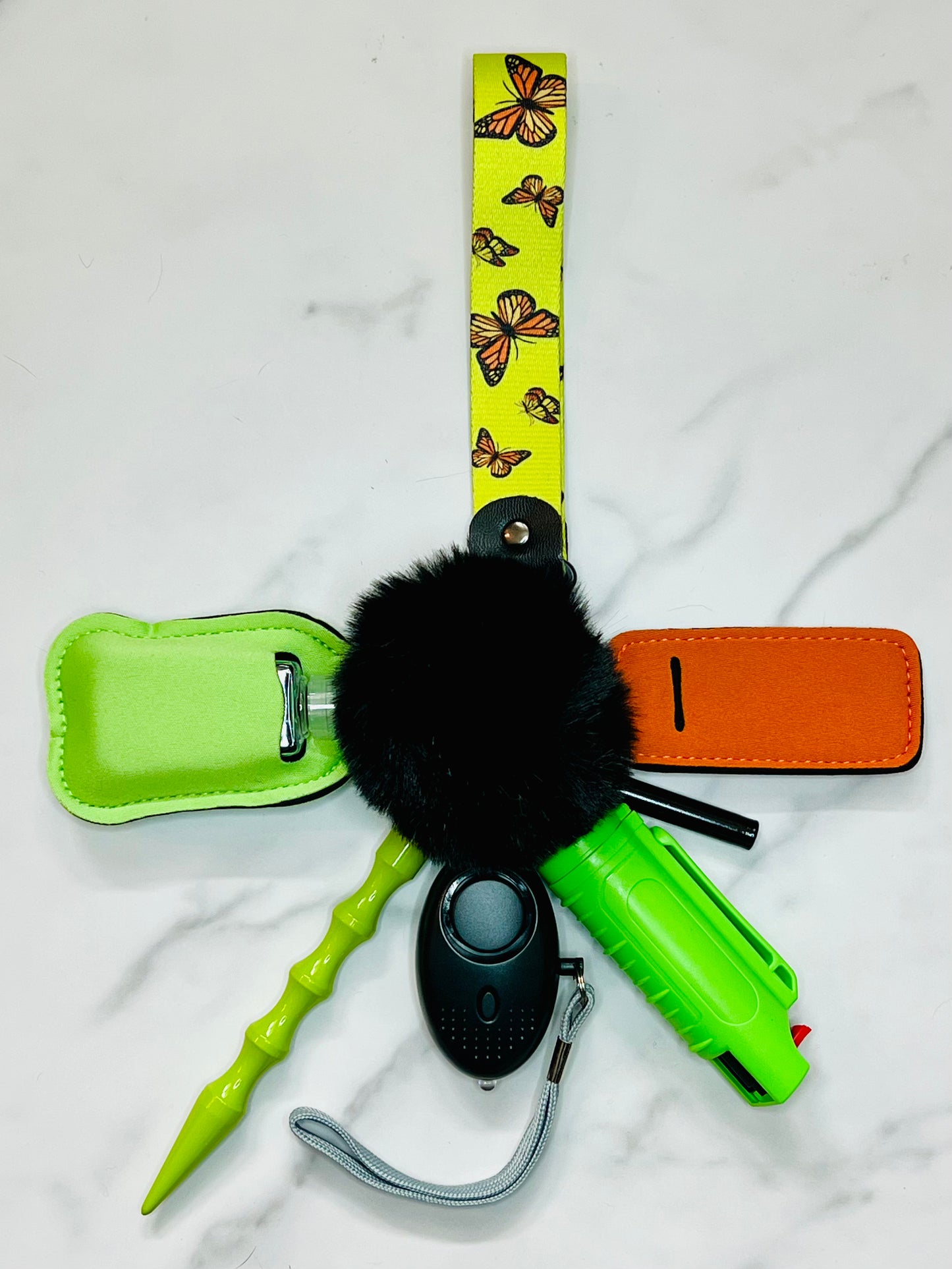 Lime Green Butterfly Self Defense Keychain