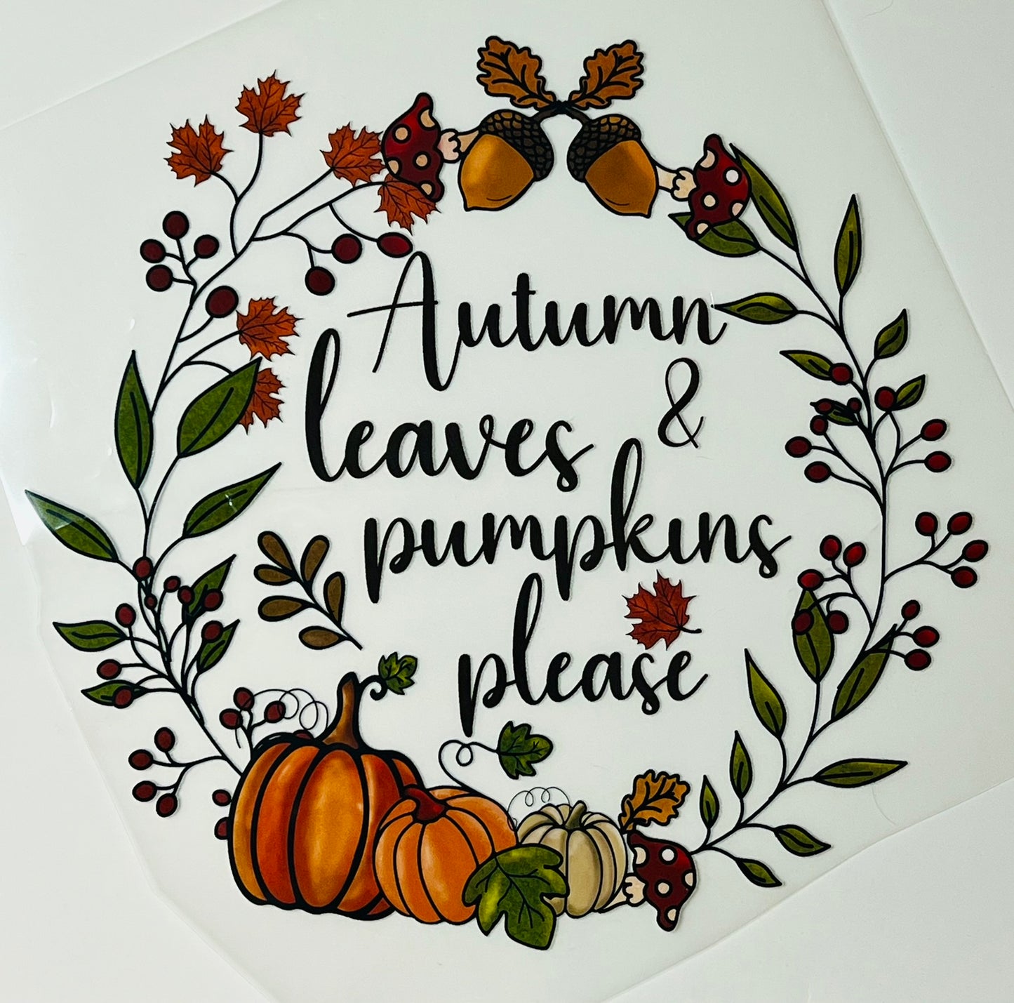 Autumn Leaves & Pumpkins Please HTV Print Transfer