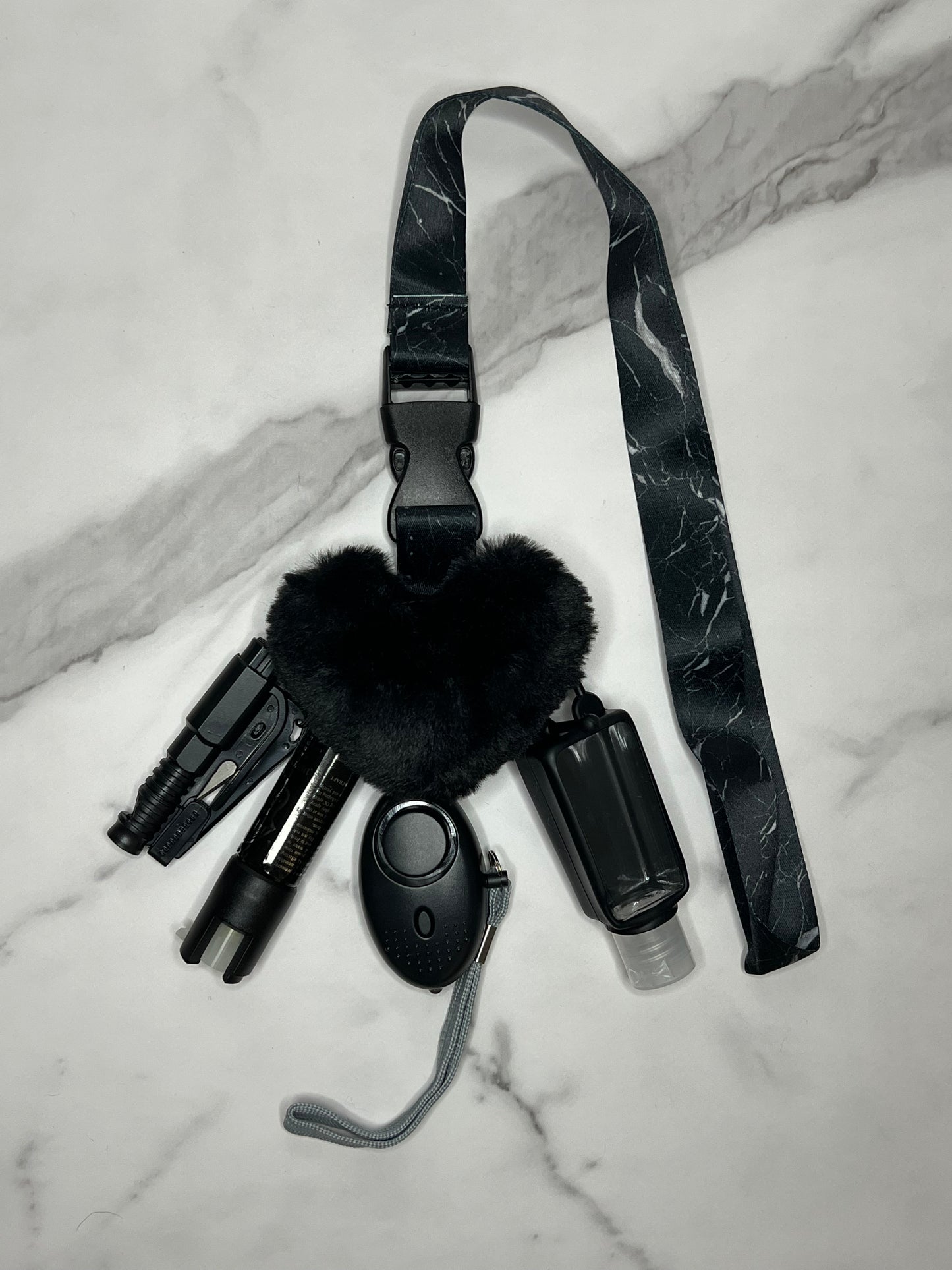 Black Marble Self Defense Lanyard