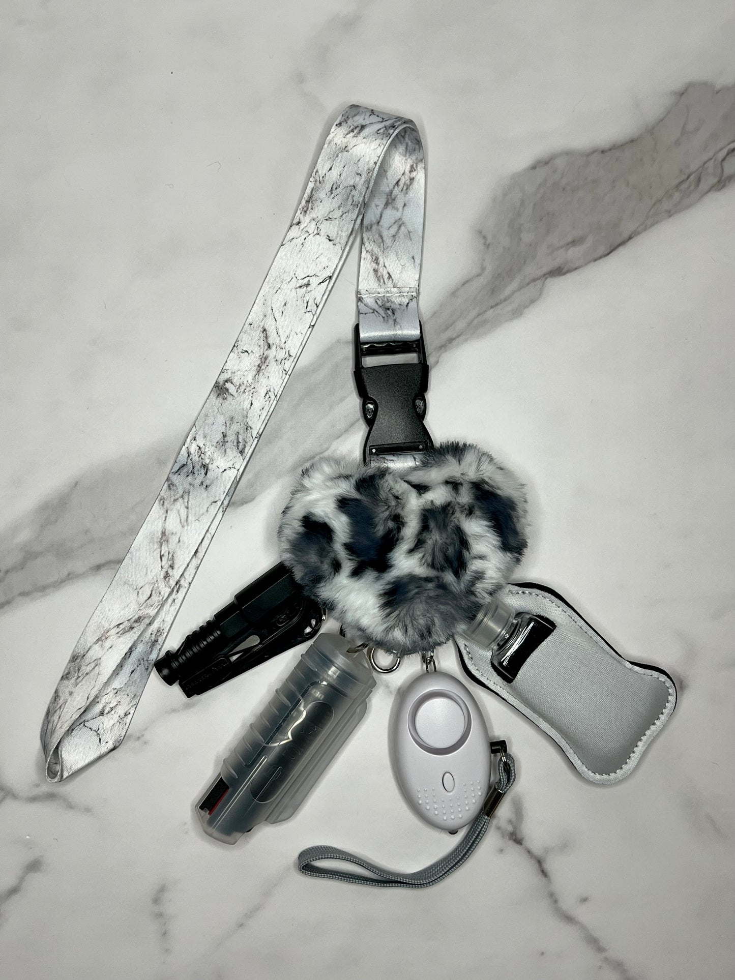 White Marble Self Defense Lanyard