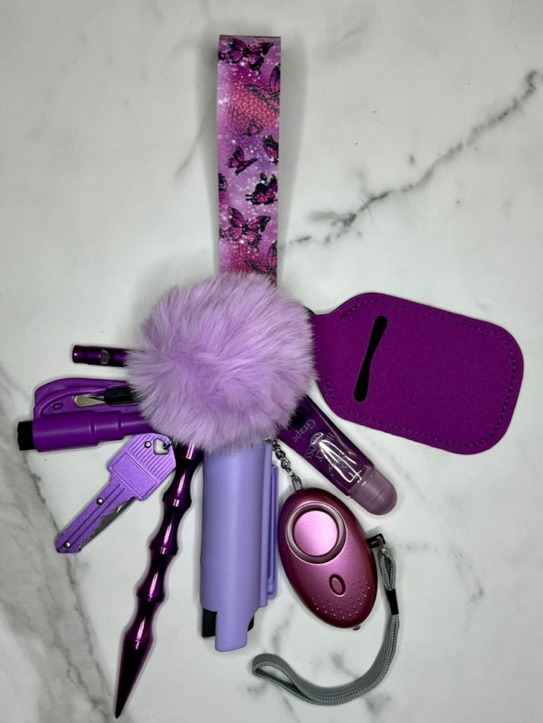 Purple Butterfly Self Defense Keychain
