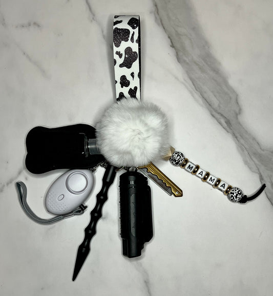 Cow Print Self Defense Keychain