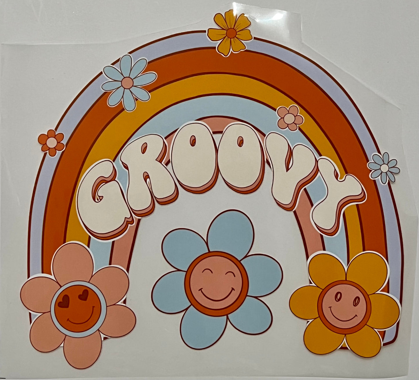 Groovy (Rainbow/Flowers) HTV Print Transfer