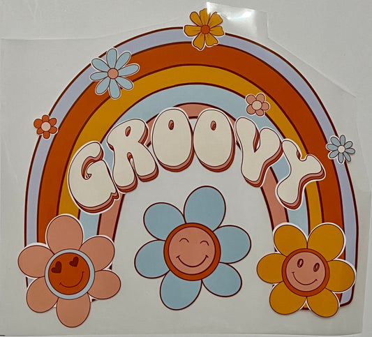 Groovy (Rainbow/Flowers) HTV Print Transfer