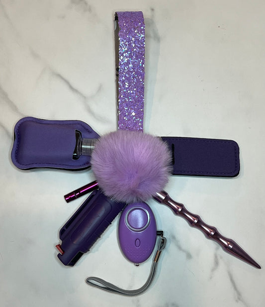 Glam Lavender Chunky Glitter Camo Self Defense Keychain