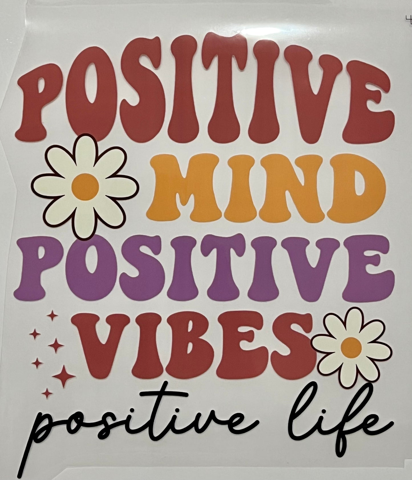 Positive Mind, Positive Vibes, Positive Life HTV Print Transfer