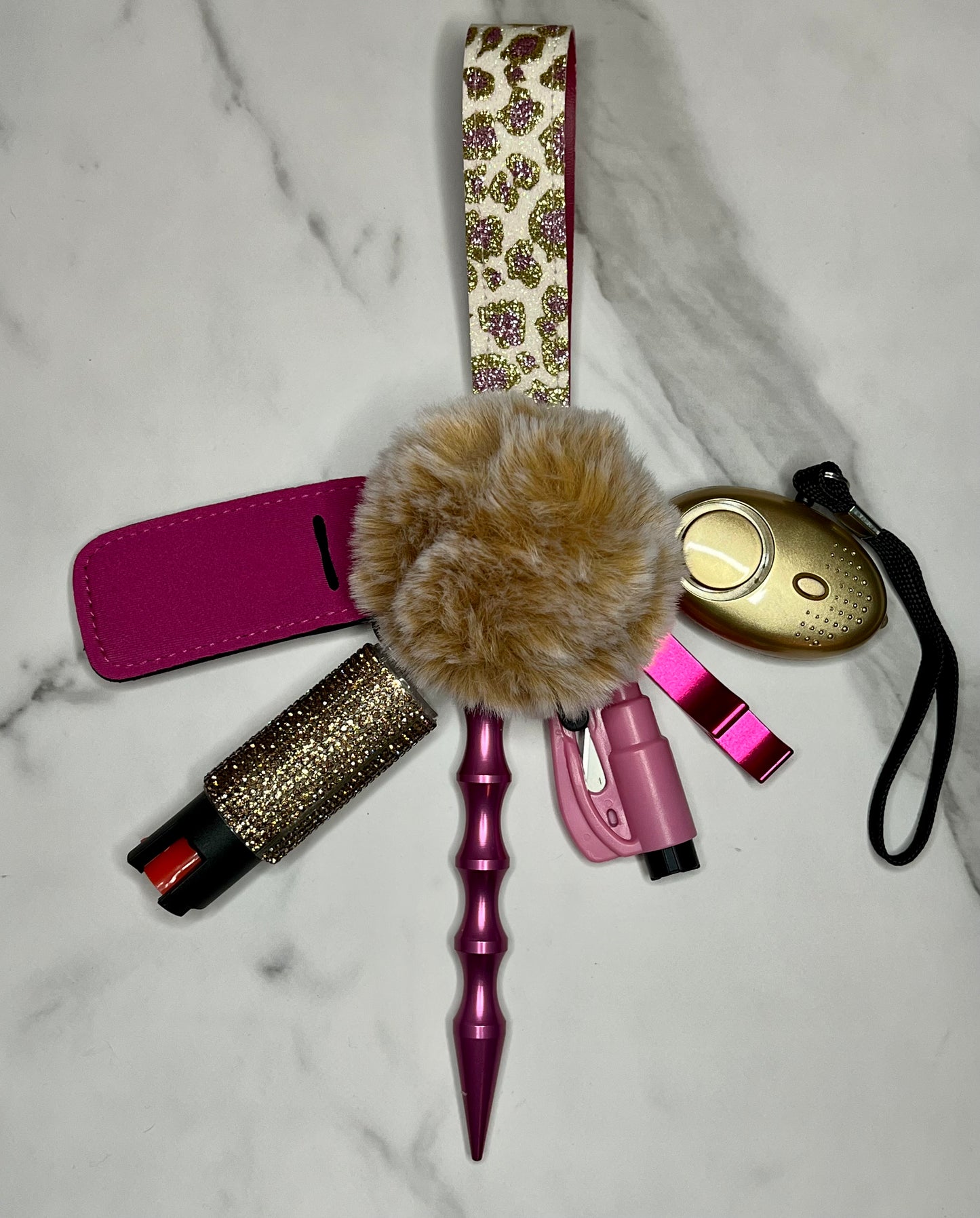 Pink Leopard Self Defense Keychain