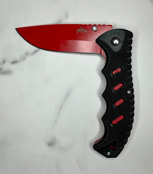 Spring Assisted Knife - Black & Red Classic Utility Worker