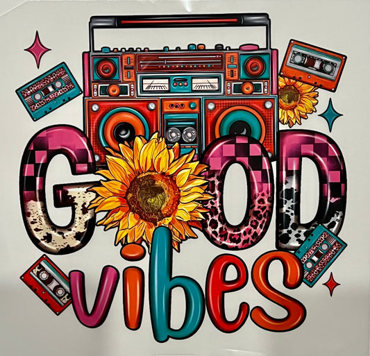 Good Vibes Boombox HTV Print Transfer