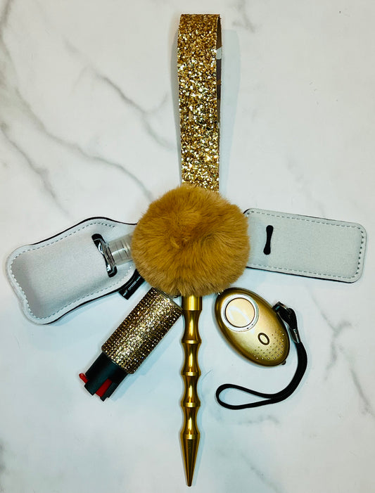 Glam Gold Chunky Glitter Camo Self Defense Keychain