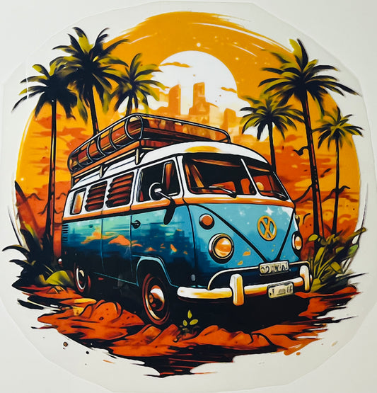 California Vibes VW Bus HTV Print Transfer