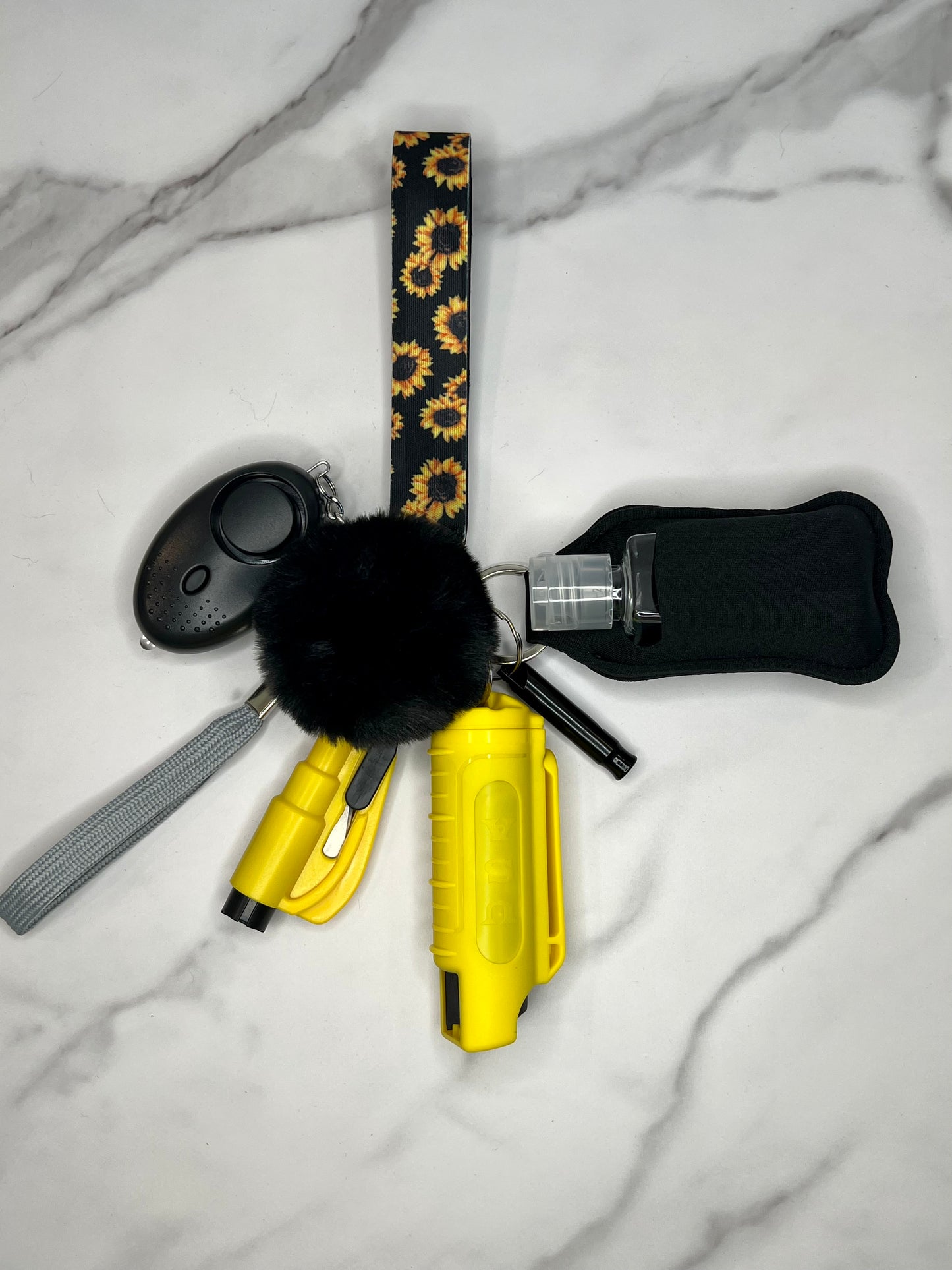 Sunflower Black Self Defense Keychain