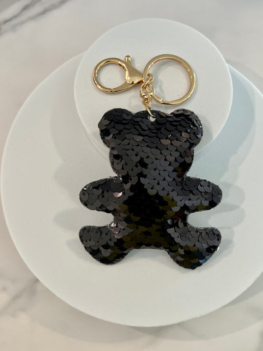 Black Sequin Bear Charm