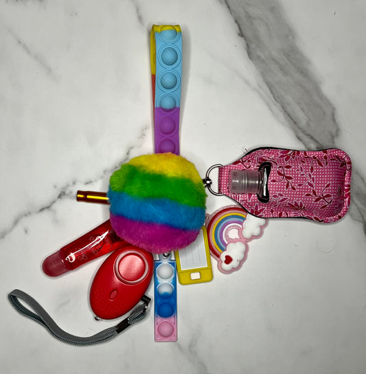 Pop-It Rainbow Safety Keychain