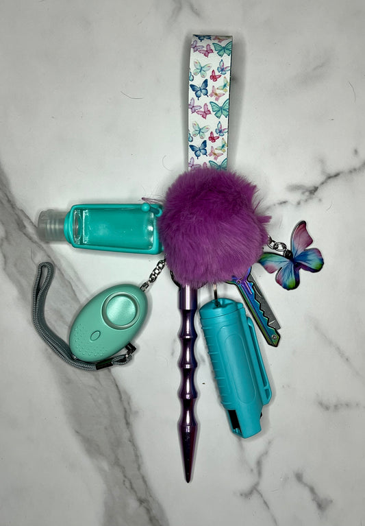 Multi Pastel Butterfly Self Defense Keychain