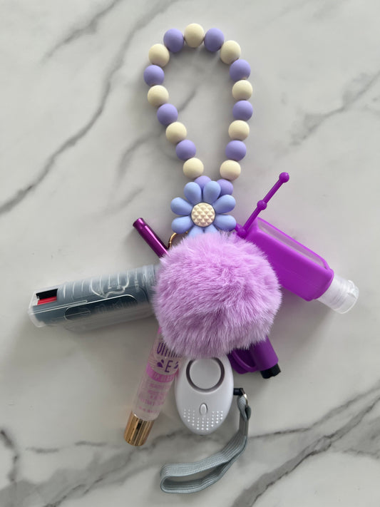 Lavender Beaded Self Defense Keychain