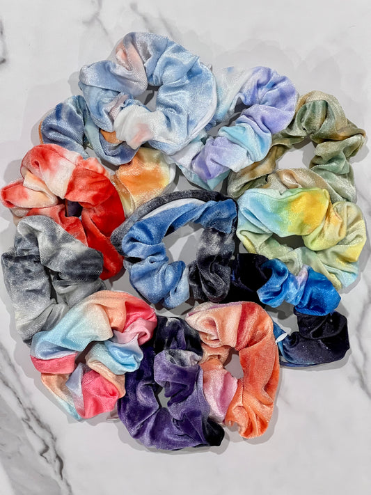 Premium Velvet Hair Tie-Dye Scrunchies with Hidden Pocket