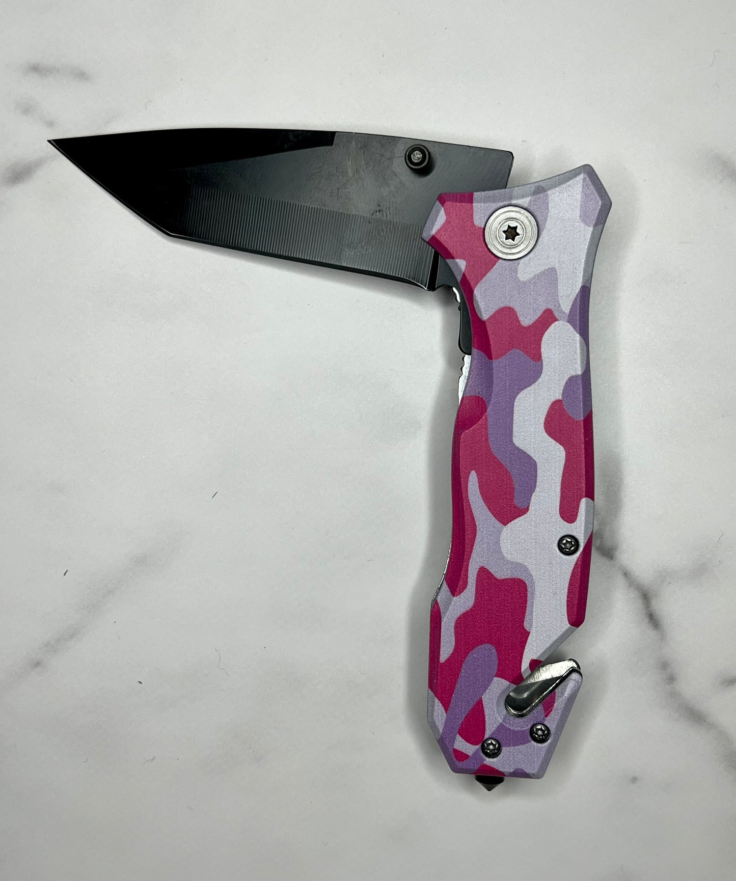 Spring Action Knife Hot Pink/Lavender Camo